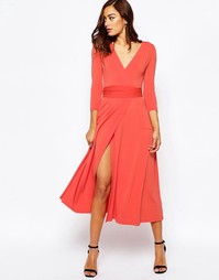 ASOS Wrap Maxi Dress in Jersey Crepe - Коралловый