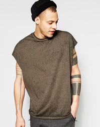 Коричневая оversize-футболка с выжженным эффектом ASOS