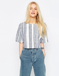 Повседневная футболка в полоску из имитирующей лен ткани ASOS - Мульти