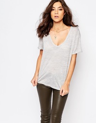 Футболка с V-образным вырезом Supertrash Trivia - Light grey slub