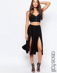 Юбка миди с разрезами ASOS TALL - Черный