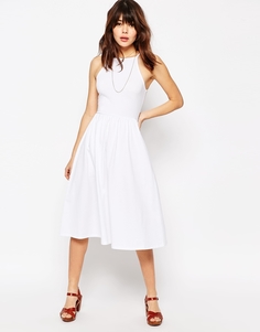 Платье миди с высокой горловиной в стиле 90-х ASOS - Белый