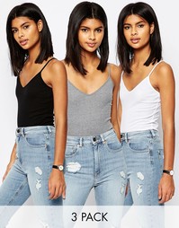 Комплект из 3 топов в рубчик ASOS, скидка 15%