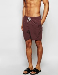 Бордовые шорты для плавания средней длины ASOS - Burgundy