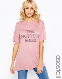 Футболка с принтом Hottest Mess ASOS TALL - Розовый