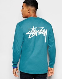 Лонгслив с принтом на спине Stussy - Синий