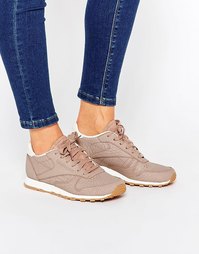 Кожаные кроссовки со змеиным рисунком Reebok Taupe Classic