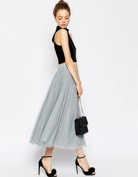 Многослойная юбка для выпускного из тюля ASOS - Серый