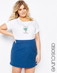 Футболка ASOS CURVE 'Talk To The Palm' - Белый