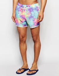 Короткие шорты для плавания с неоновым принтом тай-дай ASOS - Мульти