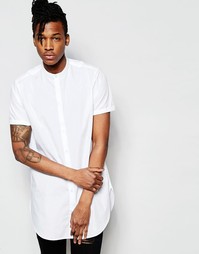 Длинная рубашка с воротником с застежкой на пуговицах ASOS White