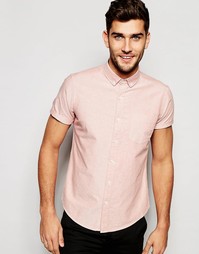 Розовая оксфордская рубашка с короткими рукавами ASOS - Красно-бурый