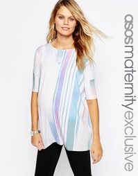 Свободный топ для беременных с принтом в пастельную вертикальную полос Asos Maternity