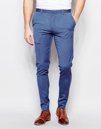 Бледно-синие супероблегающие строгие брюки ASOS - Синий