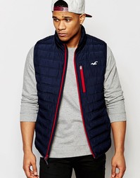 Стеганый жилет с контрастной подкладкой Hollister - Темно-синий