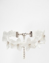 Ожерелье-чокер с цветами из ткани ASOS Wedding - Кремовый