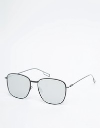 Черные квадратные солнцезащитные очки в металлической оправе с плоским Asos