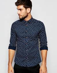 Облегающая рубашка с длинными рукавами ASOS - Темно-синий