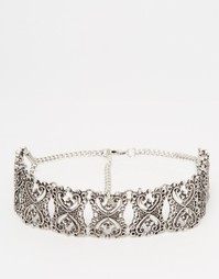 Филигранное ожерелье-чокер ASOS - Шлифованный серебряный