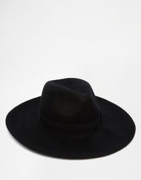 Черная мягкая фетровая шляпа с широкими полями ASOS - Черный