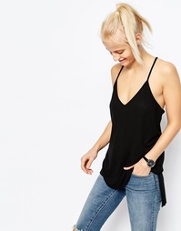 Удлиненный топ в рубчик ASOS - Черный
