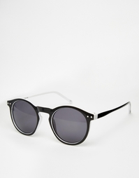 Круглые солнцезащитные очки в монохромной оправе ASOS - Черный