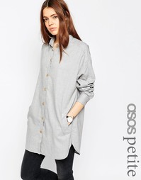 Мягкая саржевая oversize‑рубашка ASOS PETITE - Серый