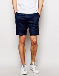 Строгие льняные шорты узкого кроя ASOS - Темно-синий
