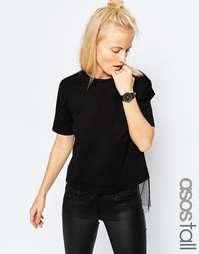 Футболка с прозрачной вставкой ASOS TALL - Черный