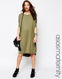 Платье-футболка миди для беременных ASOS Maternity - Хаки