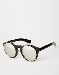 Круглые солнцезащитные очки с пристегиваемыми линзами ASOS - Черный