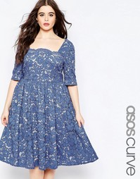 Кружевное платье для выпускного ASOS CURVE WEDDING - Синий