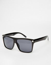 Черные солнцезащитные очки с плоским верхом и залепками ASOS - Черный