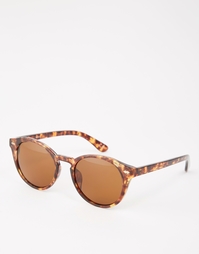 Круглые солнцезащитные очки с черепаховой оправой и коричневыми стекла Asos