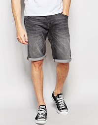 Серые джинсовые шорты с эффектом поношенности Lee - Grey worn