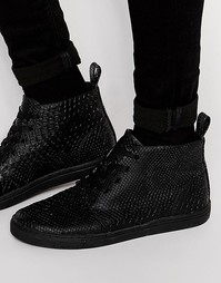 Высокие черные кроссовки с эффектом змеиной кожи ASOS - Черный