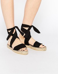 Сандалии-эспадрильи с завязками на голени ASOS JASMINE - Черный