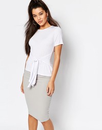 Футболка с завязкой на талии Missguided - Белый