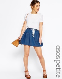 Синяя джинсовая юбка с завышенной талией ASOS PETITE - Синий