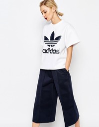 Oversize-топ прямого кроя с логотипом‑трилистником adidas Originals by