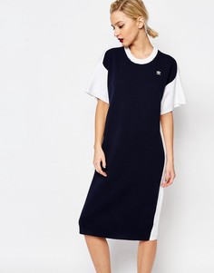 Вязаное платье‑футболка миди с контрастной спинкой adidas Originals by