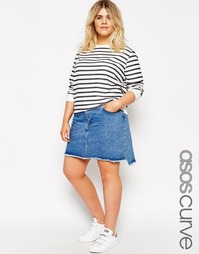 Джинсовая юбка асимметричной длины ASOS CURVE - Синий