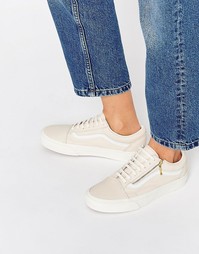 Кремовые кожаные кроссовки Vans Old Skool - Whispering pink (розовый)
