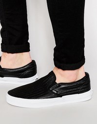 Черные кожаные кеды-слипоны Vans V3Z4IDS - Черный