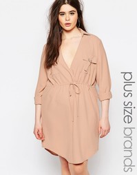 Платье-рубашка с V-образным вырезом и завязкой Missguided Plus