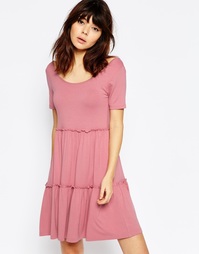 Ярусное свободное платье с короткими рукавами ASOS - Розовый
