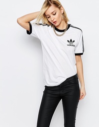 Футболка бойфренда c 3 полосками adidas Originals Adicolour - Белый