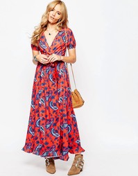 Платье макси с запахом спереди и принтом пейсли ASOS - Мульти