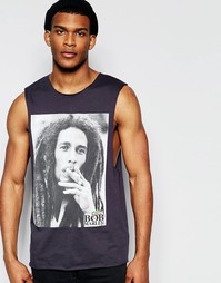 Футболка без рукавов с принтом Bob Marley ASOS - Серый