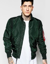 Зеленая куртка-пилот с воротником-трубой Alpha Industries